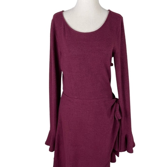 Lulus Favorite Tune Burgundy Faux Wrap Sweater Dress - Picture 6 of 16